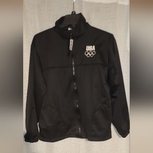 United States Olympic Womens Mens Thin Fleece Lined Jacket Full Zip Elastic Hem